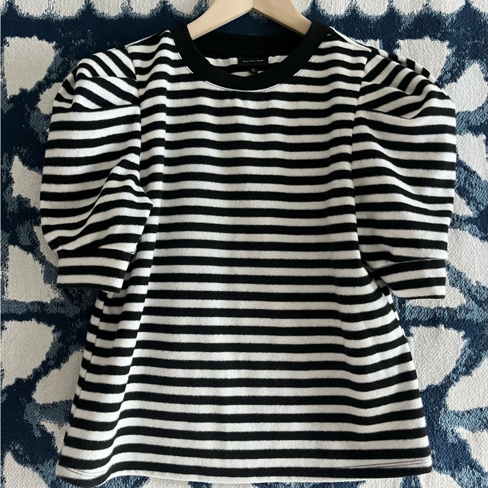 who what wear striped blouse size small